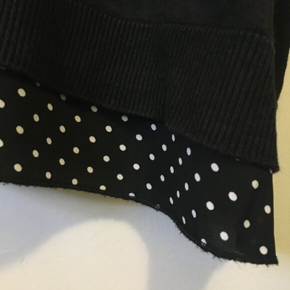 Reitmans Black Rayon Cotton Sweater With Polka Dot Fabric Insert - Picture 7 of 15